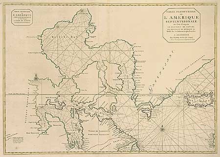 Carte Particuliere l' Amerique Septentrionale, ou Sont Compris le Detroit de Davids, le Detroit de Hudson, &c.