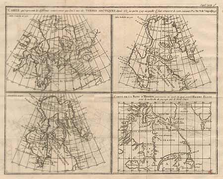 Carte qui represente les differentes connoissance que l on a eues des Terres Arctiques despuis 1650 jusqui en 1747 assqie es o fait comparer la carte Suivant