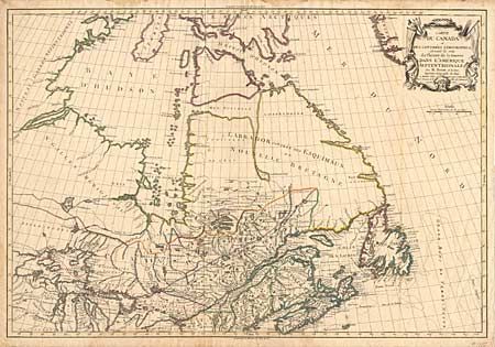 Carte du Canada et des Contrees Limitrophes, formant la suite du Theatre de al Guerre dans L'Amerique Septentrionale