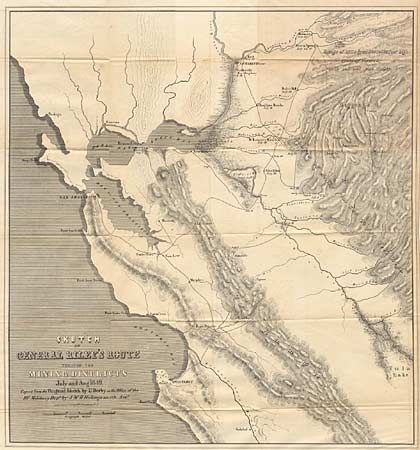 Sketch of General Riley's Route through the Mining Districts July & August 1849.  Lt Derby 1850.