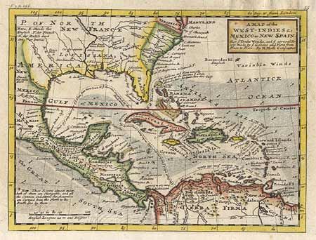 A Map of the West-Indies &c. Mexico or New Spain. Also ye Trade Winds, and ye several Tracts made by ye Galeons and Flota from Place to Place