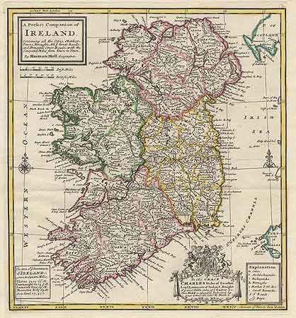 A Pocket Companion of Ireland, Containing all the Cities, Market-towns, Boroughs, All ye Great Roads, and Principal Cross Roads, with the Computed Miles from Town to Town.