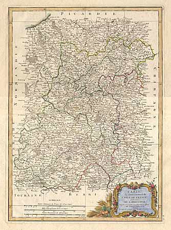 Carte du Gouvernement de l' Isle de France et de celui de l' Orleans