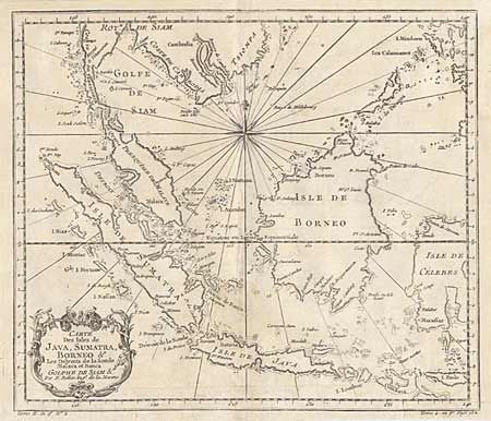 Carte Des Isles de Java, Sumatra, Borneo & Les Detroits de la Sonde Malaca et Banca