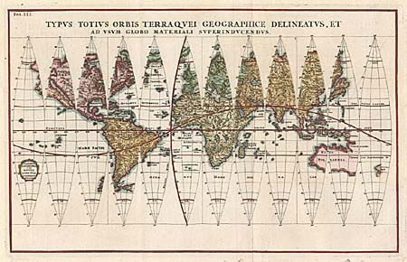 Typus Totius Orbis Terraquei Geographice Delineatus, et ad usum Globo Materiali Superinducendus
