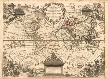 Mappe Monde qui Comprend les Nouvelles dcouvertes faites jusque a ce jour