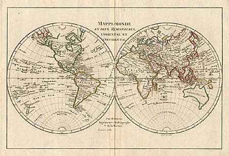Mappe-Monde en deux Hmispheres, l' Oriental et l' Occidental
