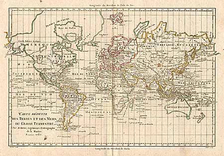 Carte Rduite des Terres et des Mers du Globe Terrestre