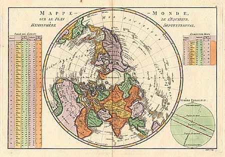 Mappe-Monde sur le plan de l' Equateur, Hemisphere Septentrional