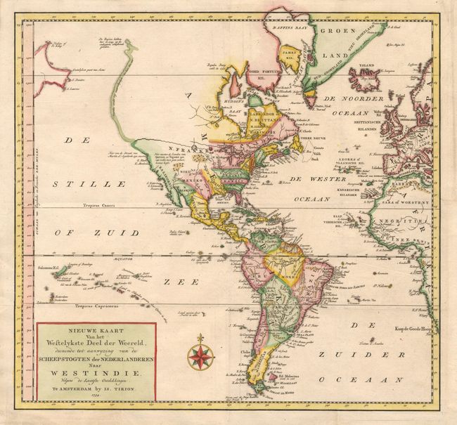 Nieuwe Kaart van het Westelykste Deel der Wereld, dienende tot aanwijzing van de Scheepstogten der Nederlanderen naar Westindie volgens de laatste ontdekkingen.