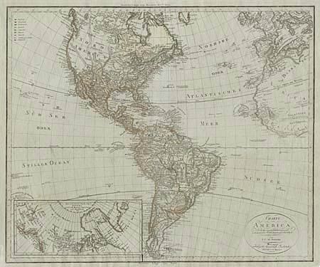 Charte von America Nach  en neuesten Entdeckungen und astronomischen Ortsbestimmungen berichtiget und gezeichnet
