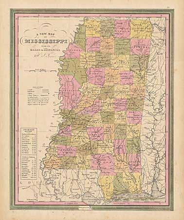 A New Map of Mississippi with its Roads & Distances
