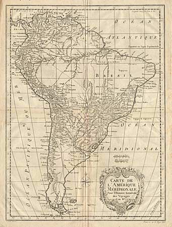 Carte de l' Amrique Mridionale, Pour l' Histoire Gnral ded Voyages in 80