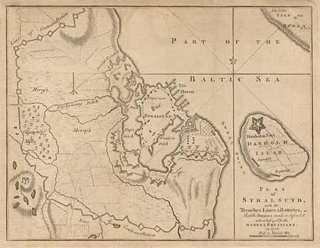 Plan of Stralsund with the Trenches Lines & Batteries, that the Swedes made to defend it when beseiged by the Danes & Prussians in 1715