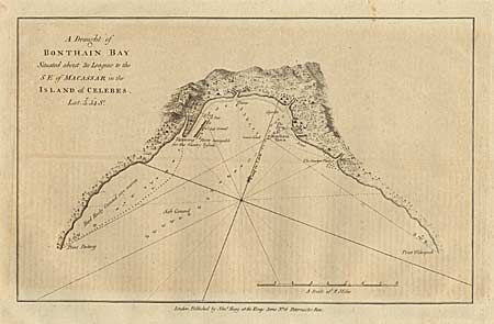 A Draught of Bonthain Bay situated about 30 Leagues to the SE of Macassar in the Island of Celebes. Lat 5.34.So.