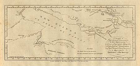 A Chart of Capt.n Carteret's Discoveries at New Britain, with part of Capt.n Cook's Passage thro Endeavour Streights, & of Capt.n Dampier's Tract & Discoveries in 1699, & 1700, at New Guinea & New Britain
