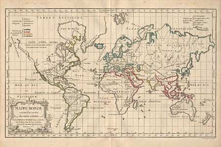 Mappe Monde suivant la projection des cartes rediutes