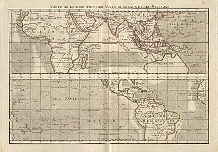 Carte de la direction des Vents gnraux et des Moussons