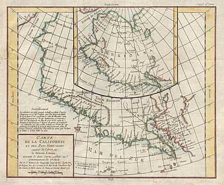 Carte de la Californie et des pays Nord-Ouest separs de l' Asie par le Dtroit d' Anian