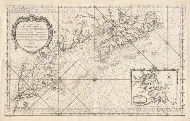 Carte Reduite des Costes Orientales de l'Amerique Septentrionale.  1st Feuille Contenant l'Isle Royale, l'Accadie, la Bay Francoise, la Nouvelle Angleterre et la Nouvelle Yorc 