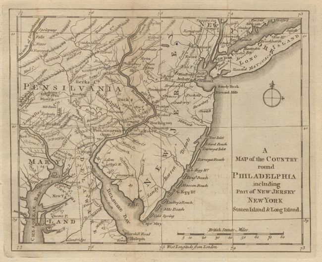 A Map of the Country round Philadelphia including Part of New Jersey, New York, Staten Island and Long Island
