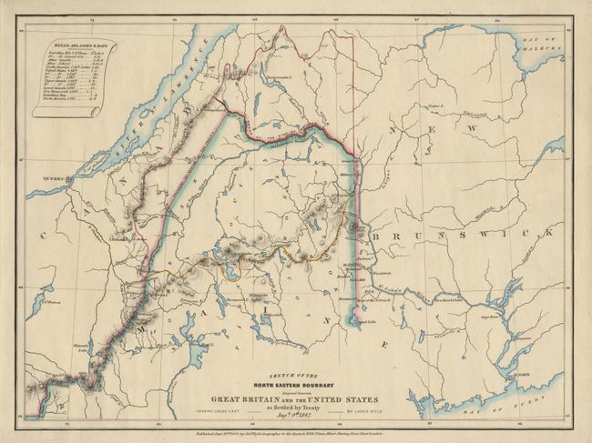 Sketch of the North Eastern Boundary disputed between Great Britain and the United States as Settled by Treaty Augt. 9th 1842