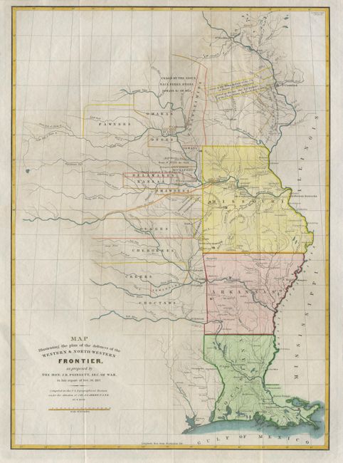 Map illustrating the plan of the defences of the Western & North-Western Frontier, as proposed by the Hon. J.R. Poinsett, Sec. Of War.