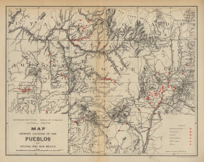 Map of the Province of Tusayan, surveyed by A.L. Webster, 1881 [together with]  Map showing the location of the Pueblos of Arizona and New Mexico