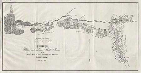 Positions of the Upper and Lower Gold Mines on the South Fork of the American River, California, July 20, 1848 [in set with] Upper Mines [on sheet with] Lower Mines or Mormon Diggings