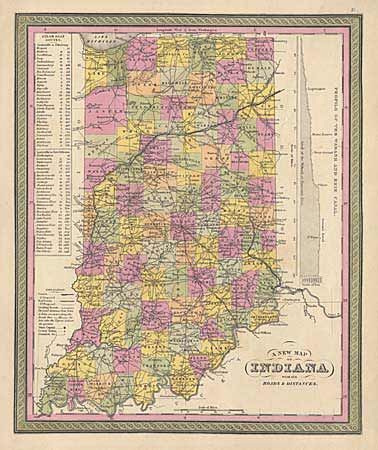 A New Map of Indiana with its Roads & Distances