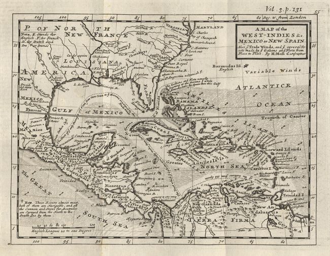 A Map of the West-Indies &c. Mexico or New Spain.  Also ye Trade Winds and ye several Tracts made by ye Galeons and Flota from Place to Place.