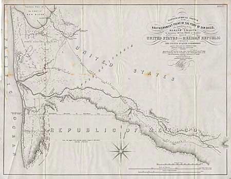 Topographical Sketch of the Southernmost Point of the Port of San Diego and the measurement of the Marine League for determining the initial point of the boundary survey between the United States and Mexican Republic