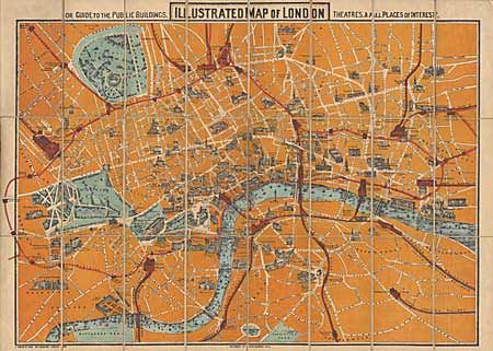 Illustrated Map of London or Guide to the Public Buildings, Theatres, & All Places of Interest