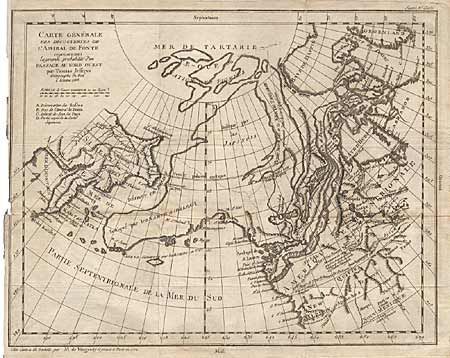Carte Gnrale des Dcouvertes de l' Amiral de Fonte representant la grande probabilite d'un Passage au Nord Ouest
