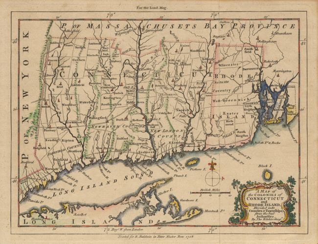 A Map of the Colonies of Connecticut and Rhode Island, Divided into Counties & Townships, from the best Authorities