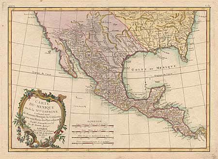 Carte du Mexique ou de la Nouvelle Espagne Contenant aussi le Nouveau Mexique, la Californie, avec une Partie des Pays adjacents
