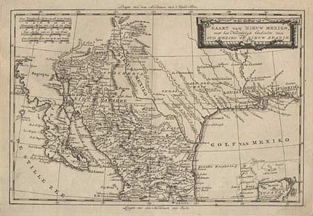 Kaart van Niew Mexiko, met het Noordelyk Gedeelte van Oud Mexiko of Nieuw Spanje