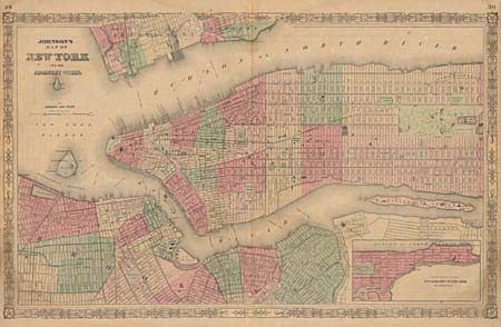 Johnson's Map of New York and the Adjacent Cities