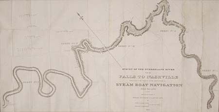 Survey of the Cumberland River from the Falls to Nashville with a view to the removal of the obstructions to Steam Boat Navigation between those points.