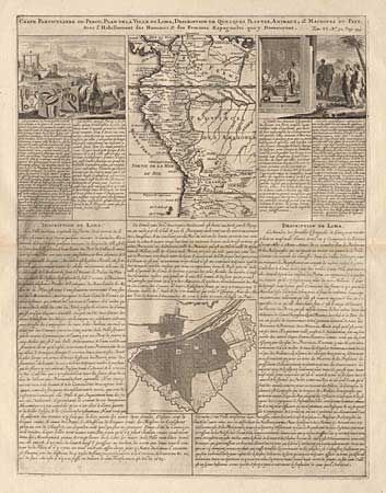 Carte Particuliere du Perou, Plan de la Ville de Lima, Description de Quelques Plantes, Animaux, & Machines du Pays