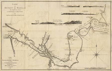 Carte du Detroit de Magellan dans laquelle on a Insr les Observations et les Decouvertes du Cap.ne Byron, du Cap.ne Wallis, et du Cap.ne Carteret