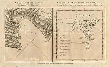 A Plan of Success Bay in Strait le Maire [and] A Chart of the S.E. part of Terra Del Fuego, including Strait le Maire and part of Staten Land by Captn.  Cook 1769.