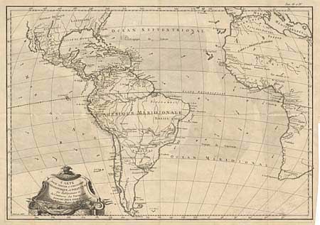 Carte pour servir a l'Histoire Philosophique et Politique des Etablissemens et du Commerce des Europens dans les deux Indes