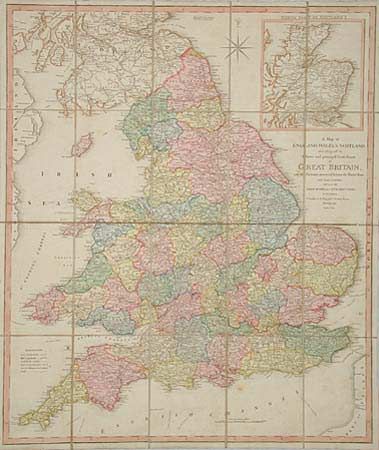 A Map of England, Wales & Scotland, describing all the Direct and principal Cross Roads in great Britain, with the Distances measured between the Market Towns and from London; likewise the Great Rivers and Navigable Canals