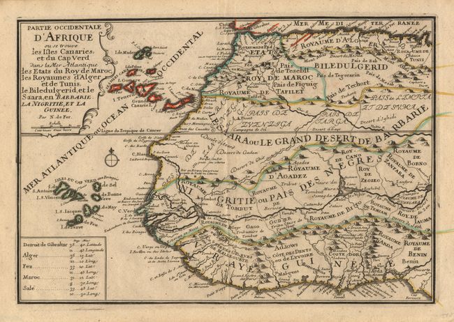 Partie Occidentale d' Afrique ou se trouve les Isles Canaries, et du Cap Verd dans la Mer Atlantique