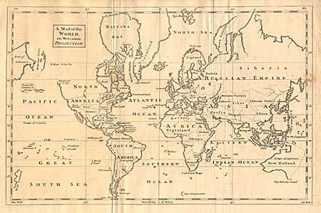 A Map of the World, on Mercators Projection