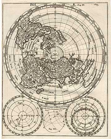 Planisphaerium ex Polo Arctico tanquam Centro Geometrice descriptu. Anno 1700