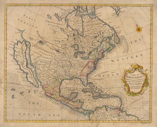 A Map of North America With the European Settlements & whatever else is remarkable in ye West Indies, from the latest Observations