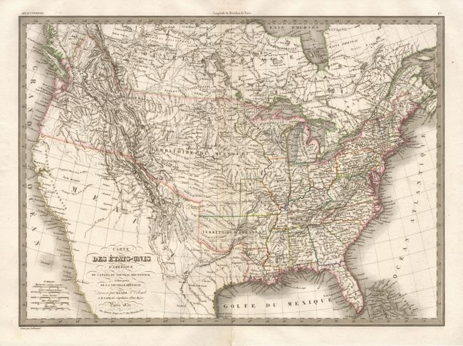 Carte Des Etats-Unis d' Amerique, du Canada, du Nouveau Brunswick et d' une partie de la Nouvelle Bretagne