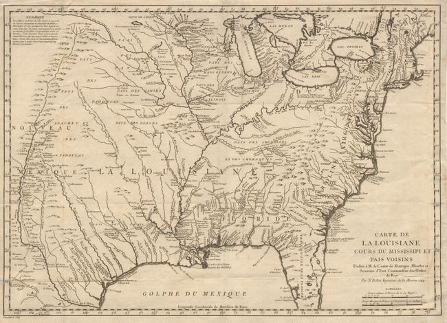 Carte de La Louisiane cours du Mississipi et Pais Voisins